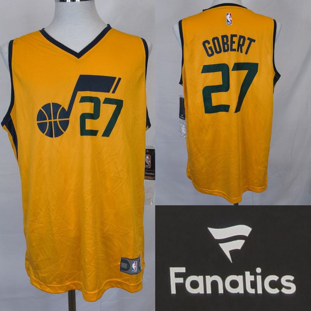 Fanatics Ruby Gobert #27 Utah Jazz NBA Jersey Men's XL Yellow/Navy/Green #W5543